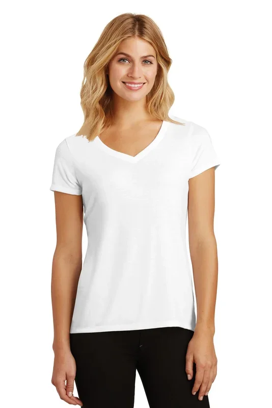 District Women’s Perfect Tri V-Neck Tee. DM1350L