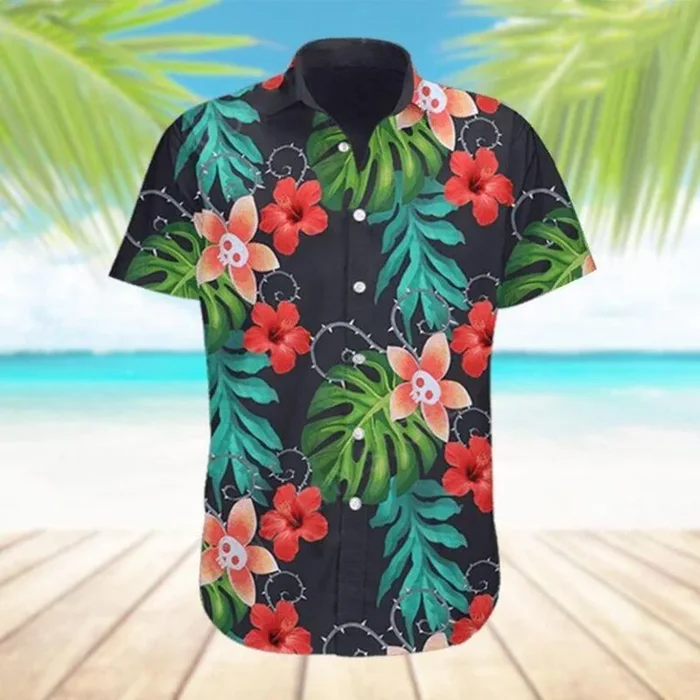 Dracula Hotel Transylvania Retro Tropical Flowers Hawaiian Shirts- For men and women – Fanshubus – Fanshubus.com