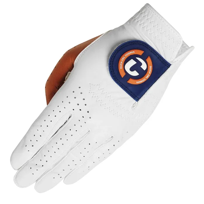 Duca Del Cosma Elite Pro Laguna Cabretta Leather Golf Glove – White/Cognac