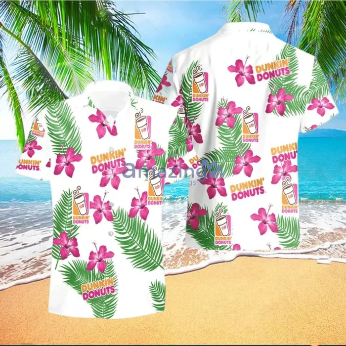 Dunkin Donuts Hibiscus Flower Pattern Hawaiian Shirt And Short For Men And Women – Fanshubus – Fanshubus.com