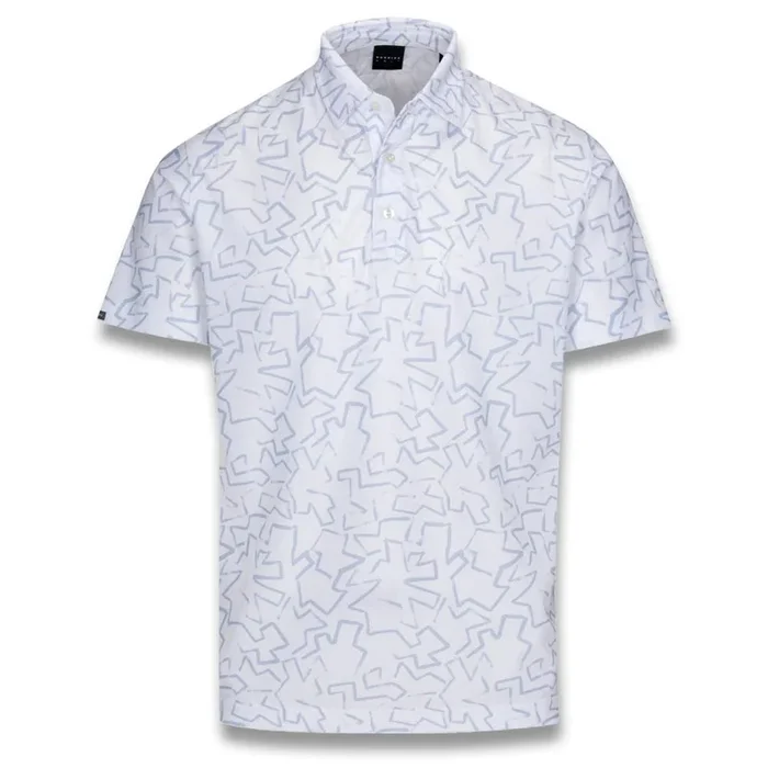 Dunning Golf Tablot Pique Performance Golf Polo White/Oxford Blue – 23 Men