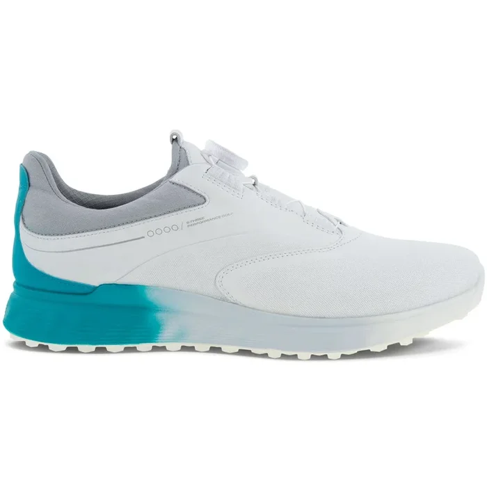 ECCO S-Three BOA Gore-Tex Spikeless Waterproof Shoes – White/Caribbean/Concrete