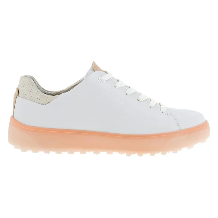 ECCO Tray Laced Spikeless Golf Shoes Bright White/Peach Nectar – FW22 Women