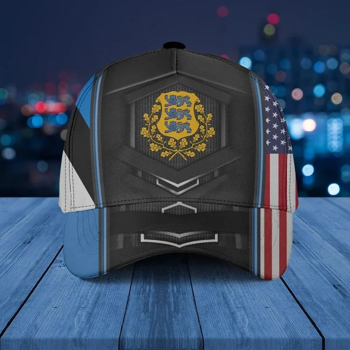 Estonia Coat Of Arms & American Flag Unisex Cap – Fanshubus.com