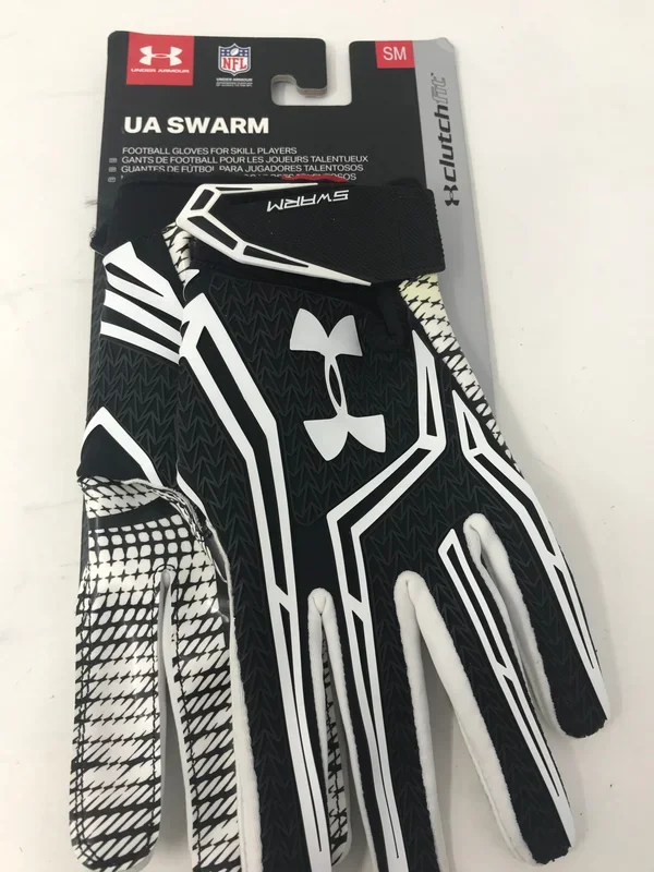ew Other Under Armour Men’s Small Swarm Receiver Football Gloves White/Black