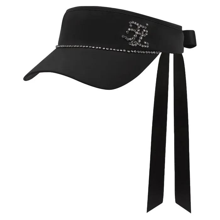 Fairliar Crystal Chain Golf Visor Black – 24 Women