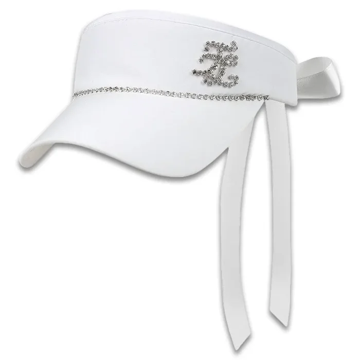 Fairliar Crystal Chain Golf Visor White – 24 Women