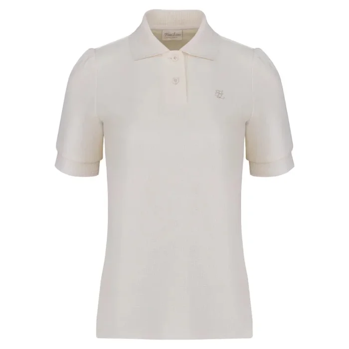 Fairliar Puff Sleeve Collar Golf Polo Cream – SS25 Women
