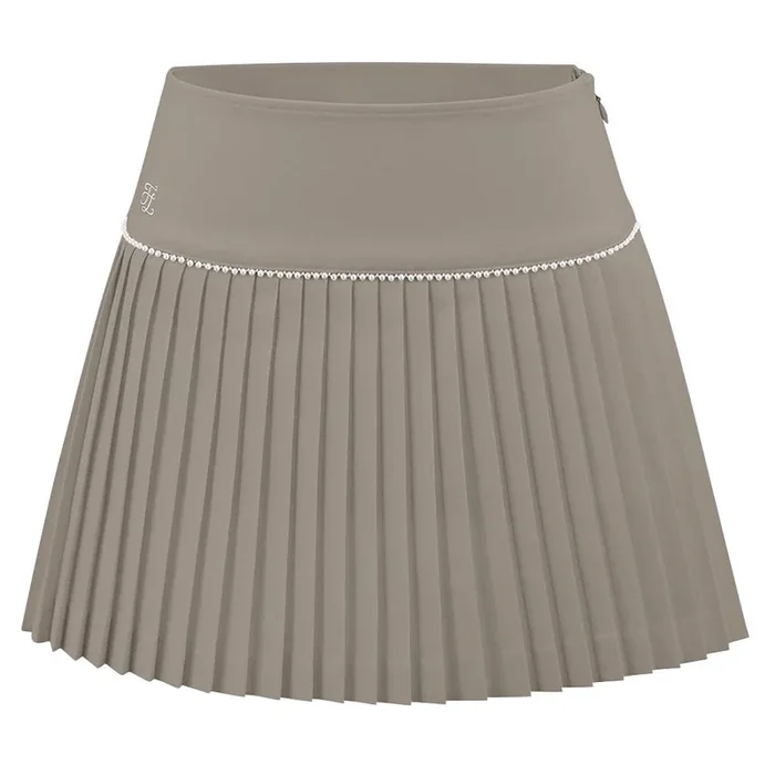 Fairliar Signature Pearl Flare Pleated Golf Skirt Beige – FW23 Women