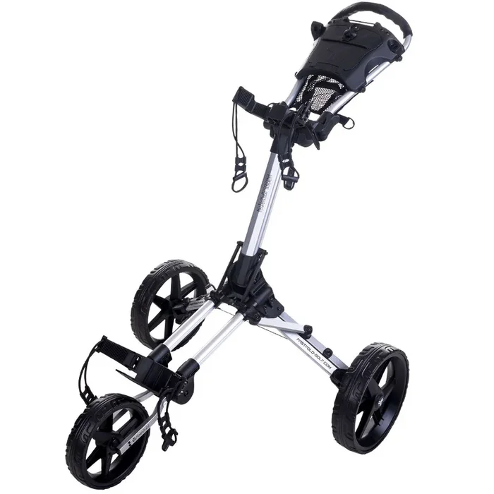 Fastfold Square 3-Wheel Push Trolley – Silver/Black