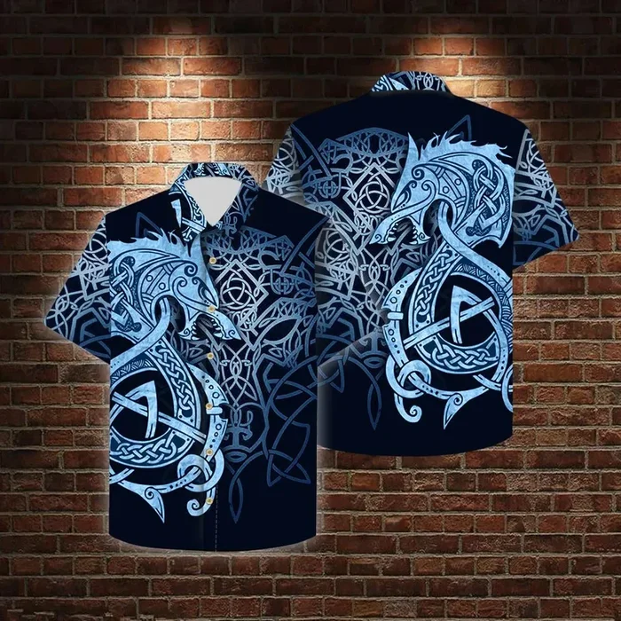 Fenrir Blue Hawaiian Shirt- For men and women – Fanshubus – Fanshubus.com