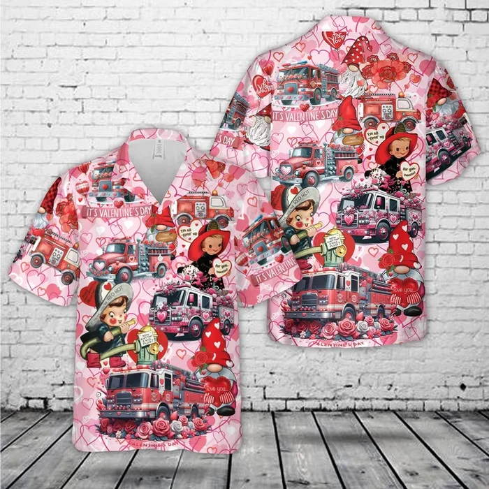 Fire Truck Happy Valentine’s Day Hawaiian Shirt – Fanshubus.com