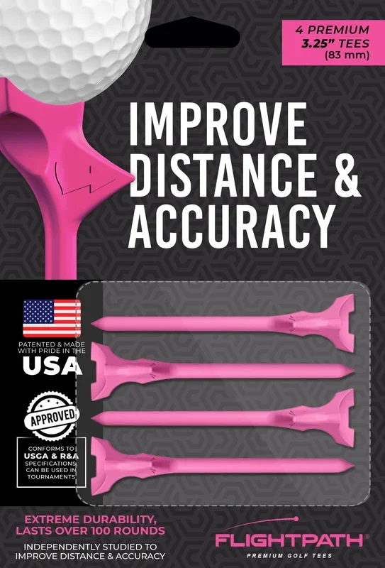 FlightPath Pink Golf Tees Pack of 4