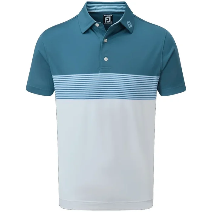 FootJoy Colour Block Pique Polo Shirt – Ink/White/Dusk Blue