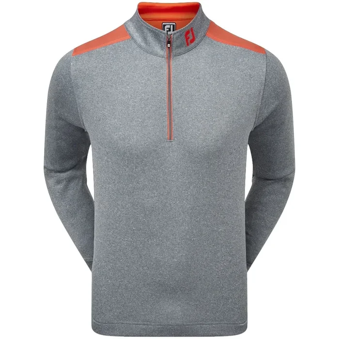 FootJoy Contrast Chill-Out Xtreme 1/4 Zip Pullover – Heather Smoke/Chilli