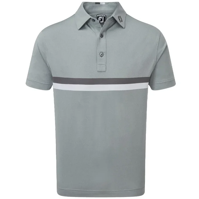FootJoy Double Chestband Pique Polo Shirt – Heather Grey/Charcoal