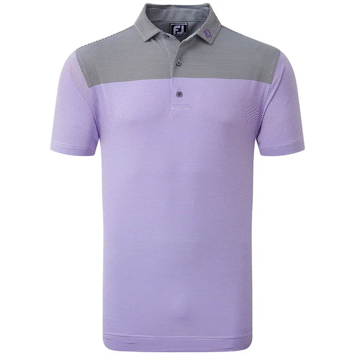 FootJoy End-On-End Block Polo Shirt – White/Violet/Black