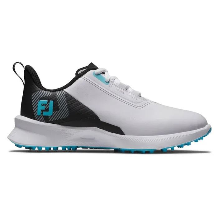 FootJoy FJ Fuel Spikeless Golf Shoes White/Black/Blue – 25 Boys