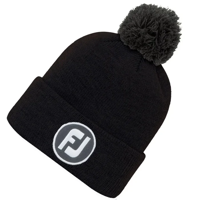 FootJoy FJ Solid Pom Pom Beanie – Black
