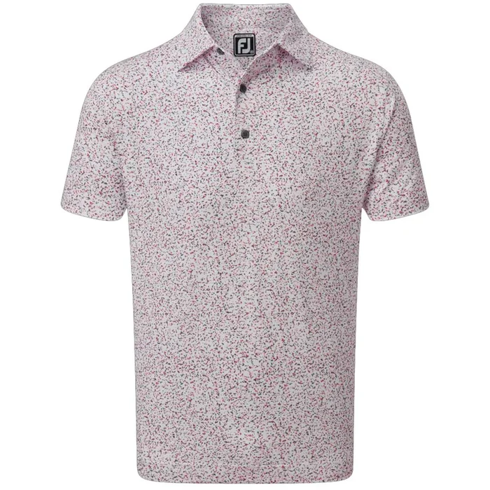 FootJoy Granite Print Lisle Polo Shirt – White/Quartz Pink