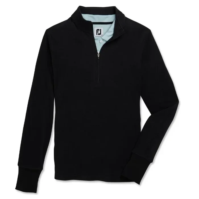 FootJoy Half-Zip Fleece Mid Layer Golf Pullover Black – FA23 Women