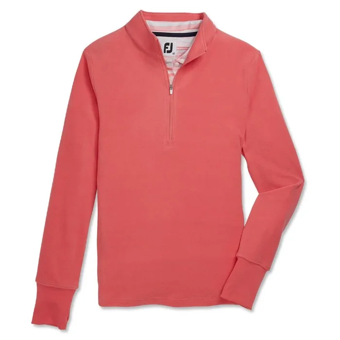 FootJoy Half-Zip Fleece Mid Layer Golf Pullover Bright Coral – FA23 Women