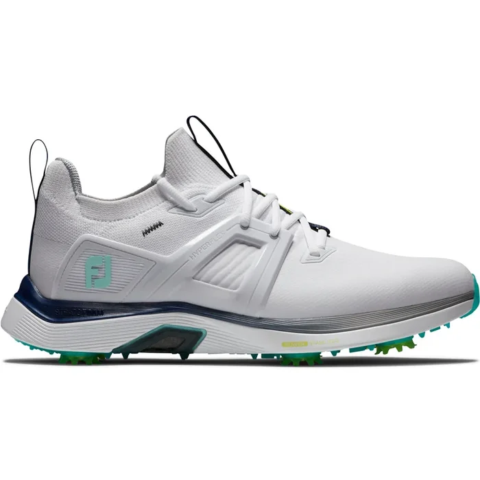 FootJoy Hyperflex Carbon Spiked Waterproof Shoes – White/Charcoal/Teal