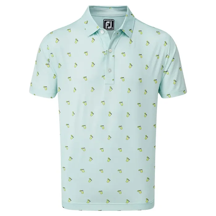 FootJoy Lisle Cocktail Print Polo Shirt – Ice Blue