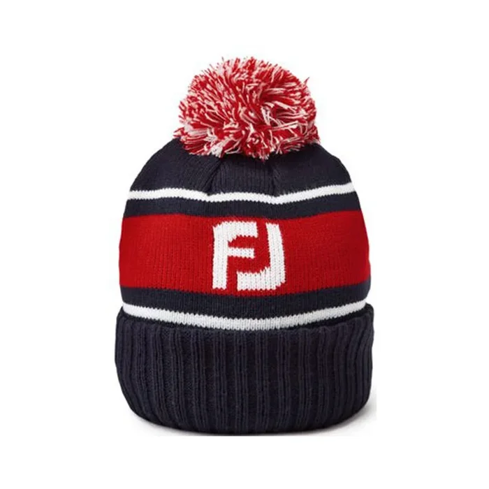FootJoy Pom Pom Beanie – Navy/Red