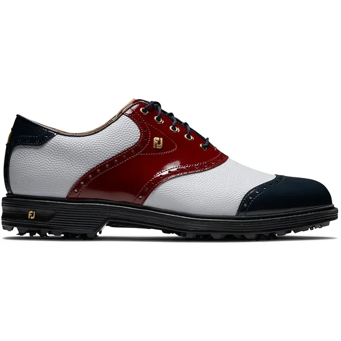FootJoy Premiere 100 Year Celebration Limited Edition Spiked Waterproof Shoes – White/Red/Blue