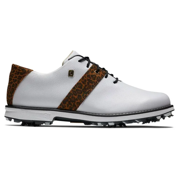 FootJoy Premiere Series Golf Shoes Previous Season Style White/Tan Leopard Print – 24 Women