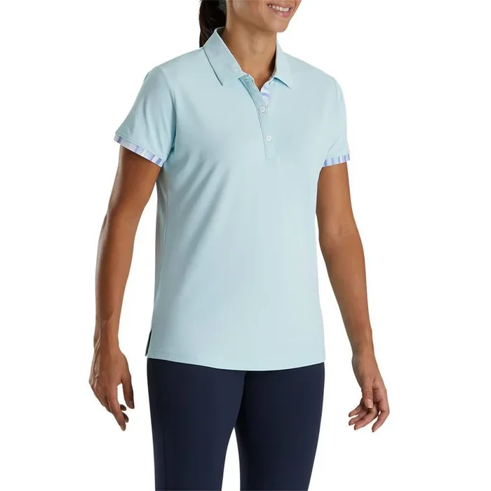 FootJoy Shortsleeve Watercolor Trim Golf Polo Sky – 22 Women