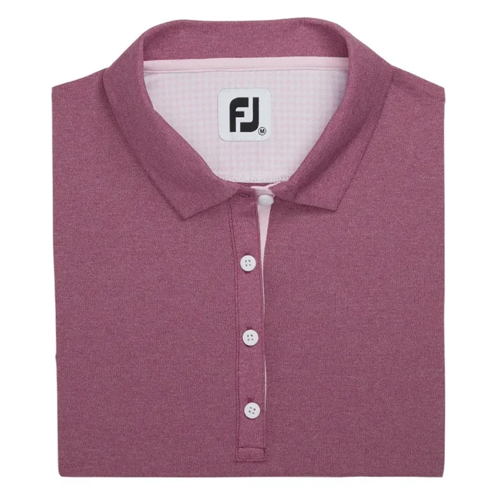 FootJoy Sleeveless Houndstooth Trim Pique Golf Polo Fig Heather – SS22 Women