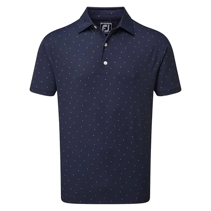 FootJoy Smooth Pique FJ Print Polo Shirt – Navy/Wildberry