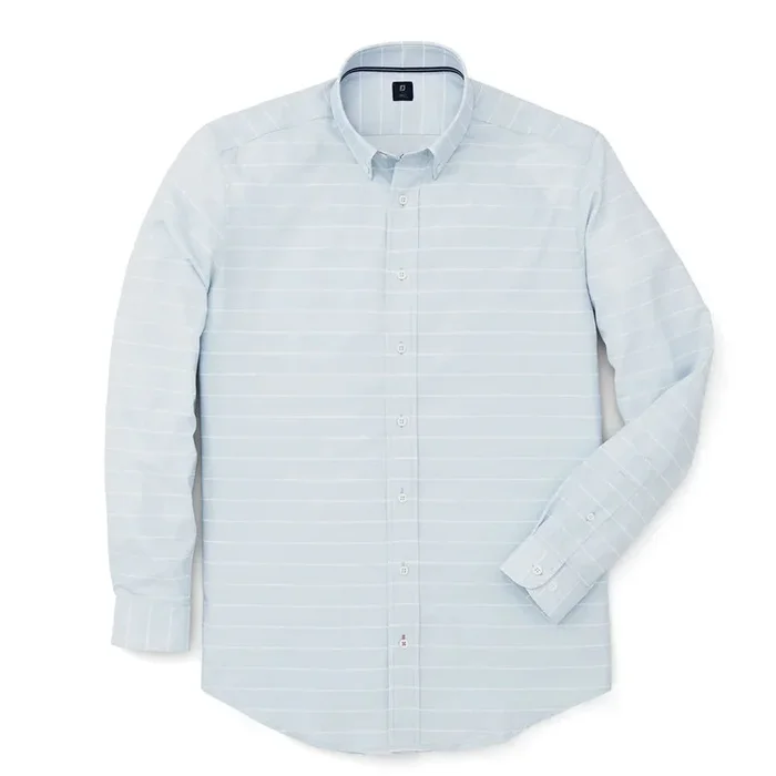 FootJoy Stretch Twill Woven Stripe Golf T-Shirt Pacific/White – FW19 Men
