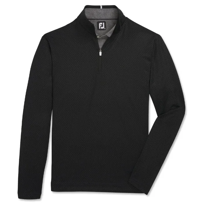 FootJoy Tonal Print Mid Layer Golf Pullover Black – FA23 Men