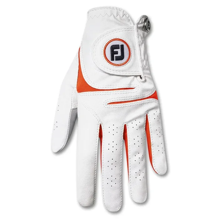 FootJoy WeatherSof Fashion Golf Glove White/Orange – 23 Women