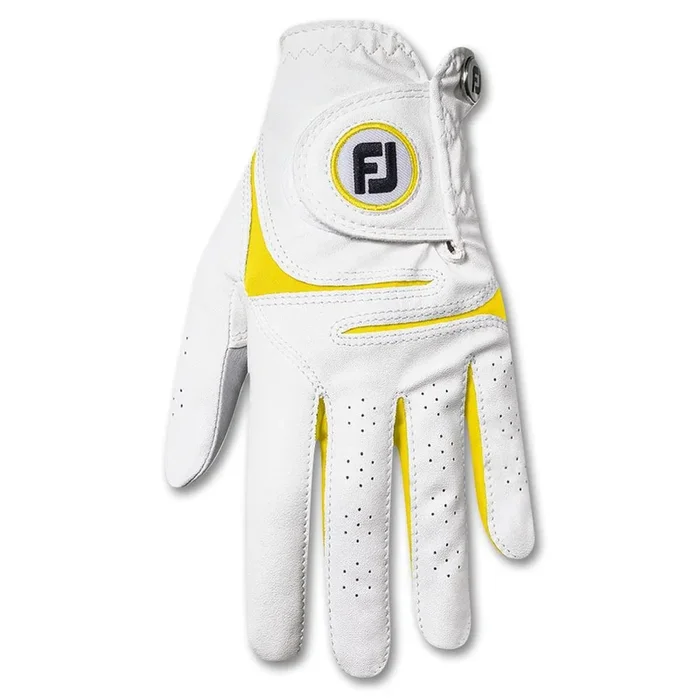 FootJoy WeatherSof Fashion Golf Glove White/Yellow – 23 Women