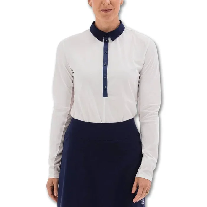 Foray Golf All New Core Longsleeve Golf Polo White/Navy – 23 Women