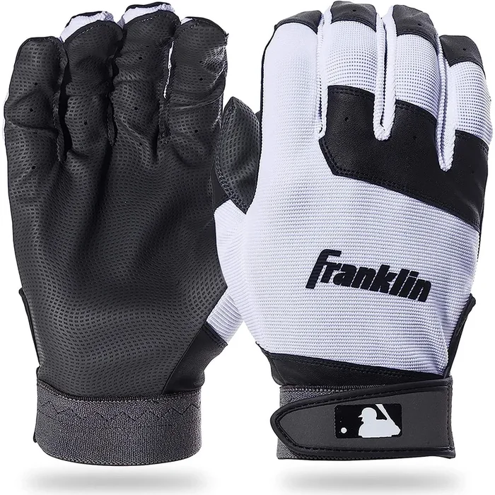 Franklin Sports MLB Youth Flex Batting Gloves – Black/White – Large