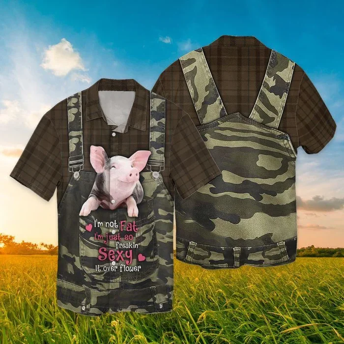 Funny Lovely Pig I’M Not Fat 3D Full Print Hawaiian Shirt Shirt- For men and women – Fanshubus – Fanshubus.com