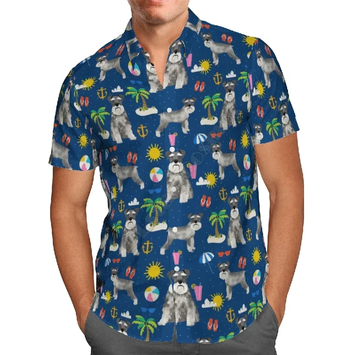 Funny SchnauzeBlue Unique Design Unisex Hawaiian Shirt- For men and women – Fanshubus – Fanshubus.com