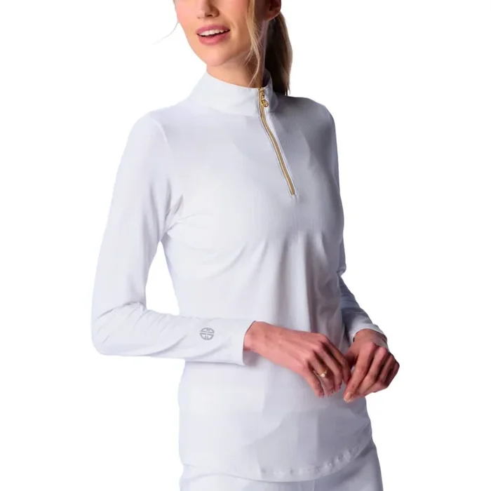 G Lifestyle Q Zip Sun Protection Golf Pullover White – SS25 Women
