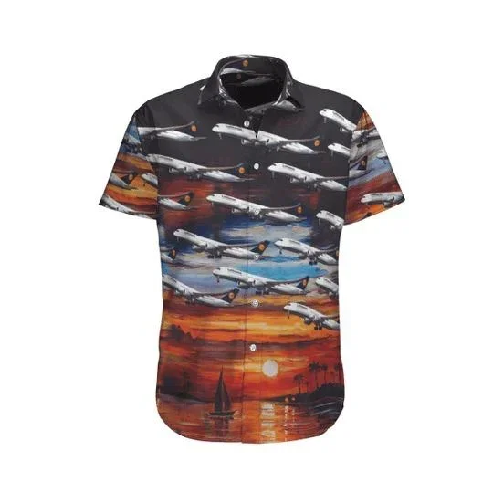 German Airline Lufthansa Airbus Hawaiian Shirt – For men and women – Fanshubus – Fanshubus.com