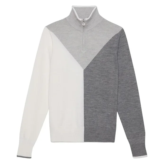 Gfore Colour Block Merino Wool Quarter Zip Golf Sweater Heather Gray – 23 Women