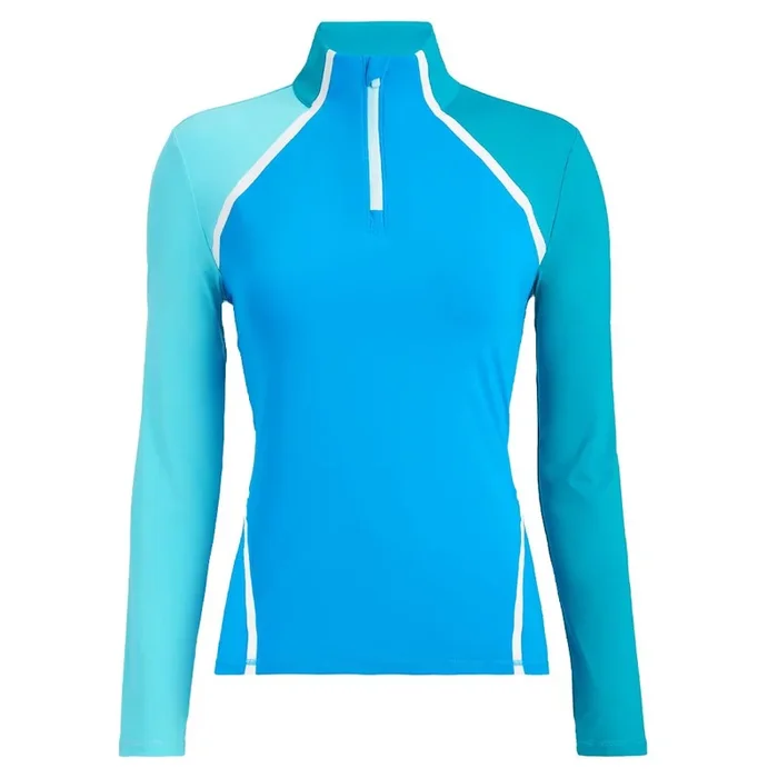 Gfore Colour Block Silky Tech Quarter Zip Golf Pullover Catalina – SP24 Women