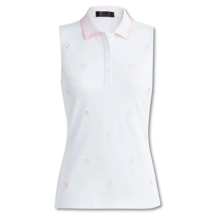 Gfore Embroidered Rib Collar Tech Pique Sleeveless Golf Polo Snow – FA23 Women