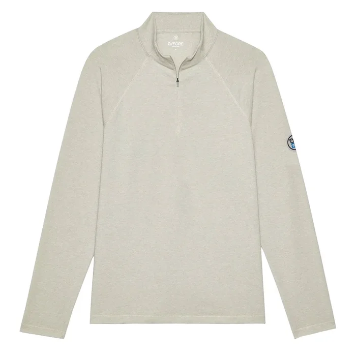 Gfore Melange Luxe Staple Quarter Zip Mid Layer Golf Pullover Stone Heather – 23 Men
