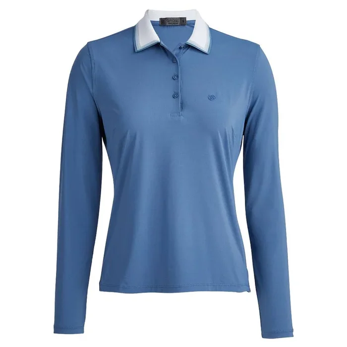 Gfore Rib Collar Silky Tech Nylon Longsleeve Golf Polo Slate – 23 Women