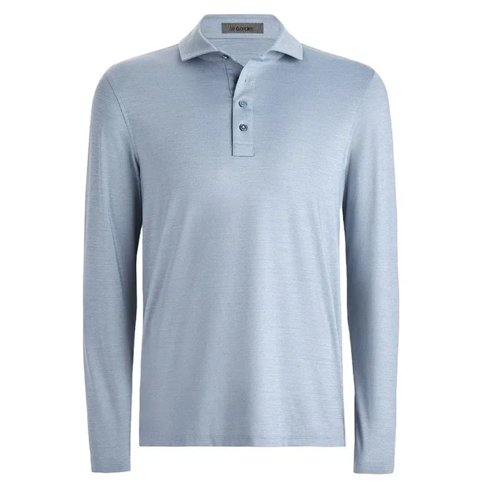 Gfore Rib Gusset Melange Ice Nylon Sun Golf Polo Heather Slate – FA24 Men